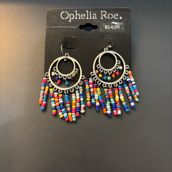 ophelia Roe Jewelry - Silver Multicolor Beaded Dangle Earrings